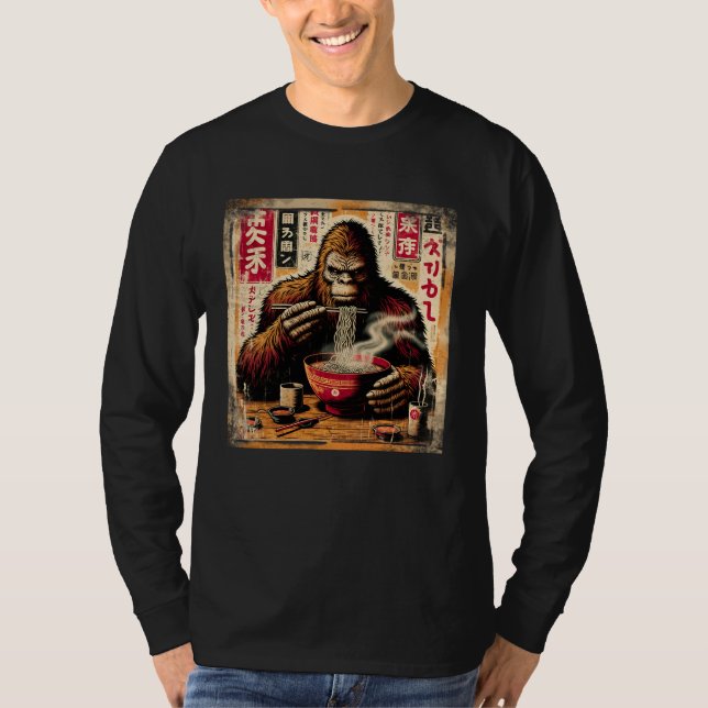 Camiseta Asian Graphics, Ramen Bigfoot Anime Vintage Japane (Frente)