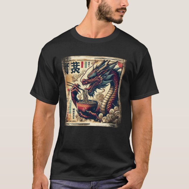Camiseta Asian Graphics, Ramen Dragon Anime Vintage Japanes (Frente)