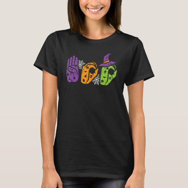 Camiseta Asl Boo Mãos Linguagem Americana de Sinais Orgulho (Frente)