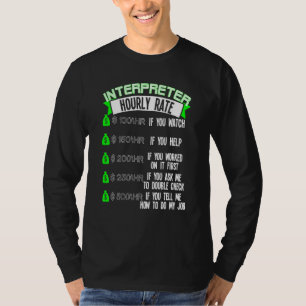 Camiseta Asl de Taxa Horária do Intérprete