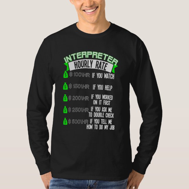 Camiseta Asl de Taxa Horária do Intérprete (Frente)