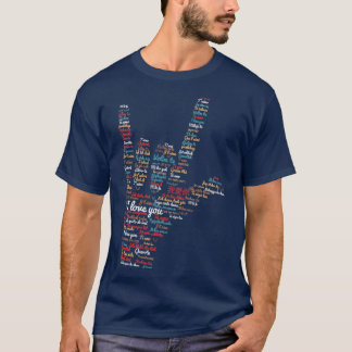 Camiseta ASL Eu te amo em diferentes idiomas design ASL L