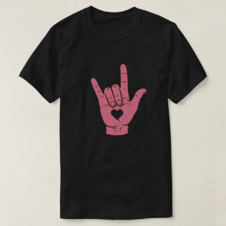 Camiseta ASL "Eu te amo" - Sinaliza a mão com coração