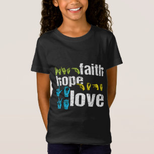 Camiseta ASL Faith Hope Love Colorful American Sinal Langua