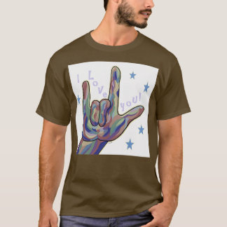 Camiseta ASL I Love You in Denim and Camouflage Colors