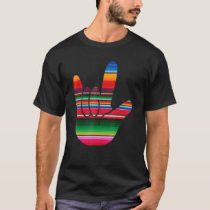 Camiseta Asl I Love You Serape Sinal Language Cinco De Mayo