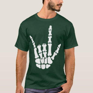 Camiseta ASL I Love You Skeleton Hand on Black American Sig