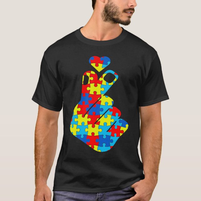 Camiseta ASL Korean Love Sign Language Autism Awareness Sup (Frente)