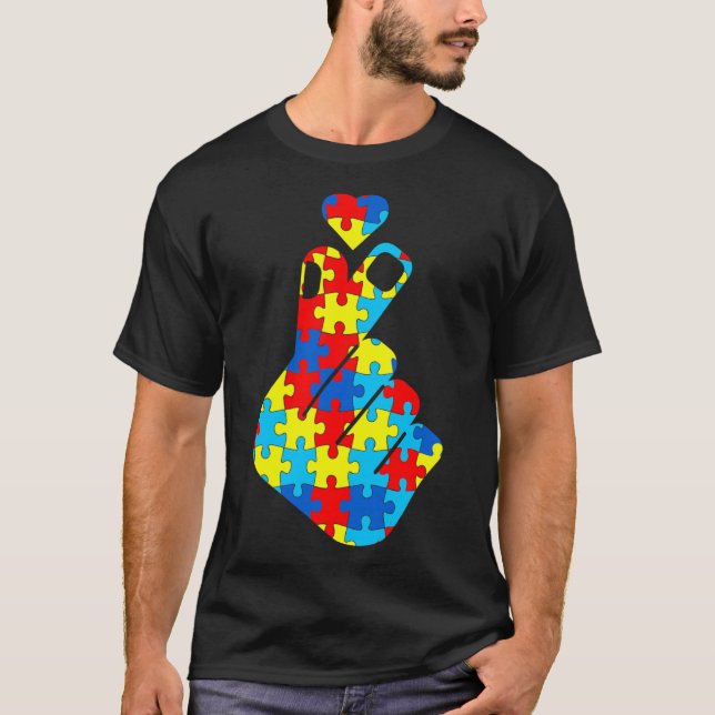 Camiseta Asl Korean Love Sign Language Autism Awareness Sup (Frente)