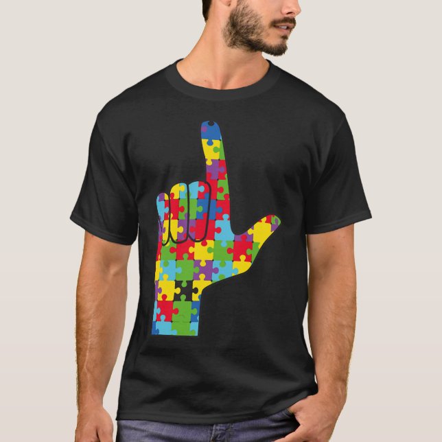 Camiseta ASL Love Sign Autism Awarse Support (Frente)