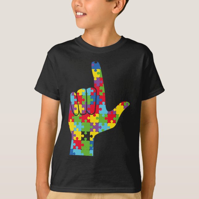 Camiseta ASL Love Sign Autism Awarse Support (Frente)