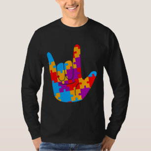 Camiseta Asl Love Sign Language Autism Awareness Support Cu