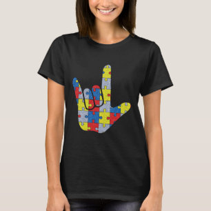 Camiseta ASL Love Sign Language Autism Awarsm Suporte 4