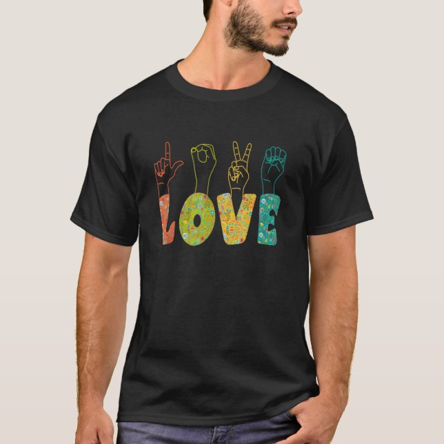 Camiseta ASL Sign Language I Loves You American Sign Langua (Frente)