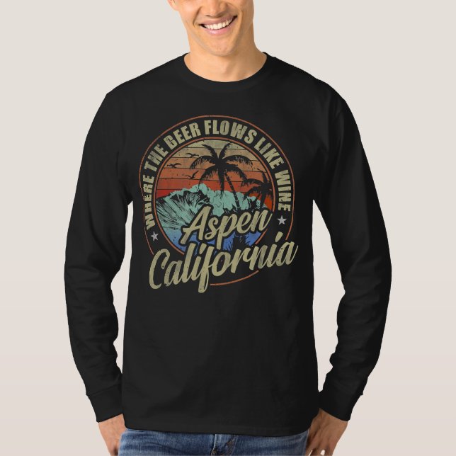Camiseta aspen california onde a cerveja flui como o vinho (Frente)