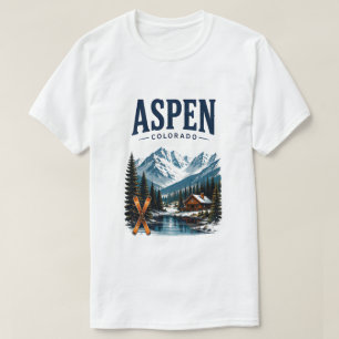 Camiseta Aspen Colorado Resort de Esqui Férias Viagem Monta