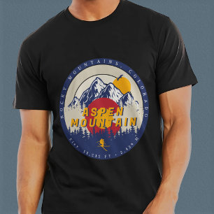 Camiseta Aspen Mountain Colorado Flag Ski Sunset Vintage