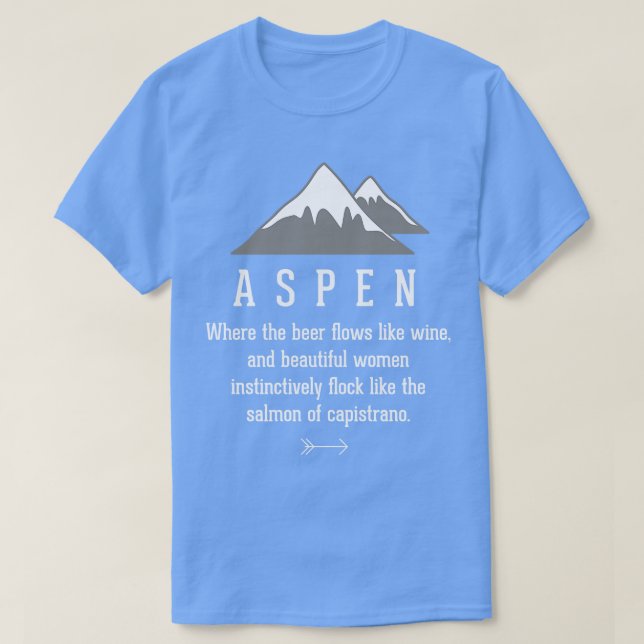Camiseta Aspen onde a cerveja flui como o vinho (Frente do Design)