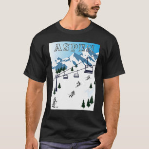 Camiseta Aspen Ski Rocky Mounains Winter Sports Ski Rescut