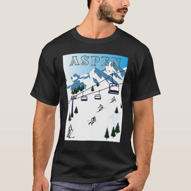 Camiseta Aspen Ski Rocky Mounains Winter Sports Ski Rescut (Frente)