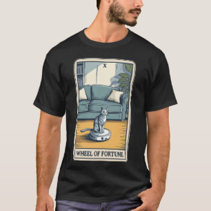 Camiseta Aspirador Robô Gato Carta de Tarot Roda da Fortuna