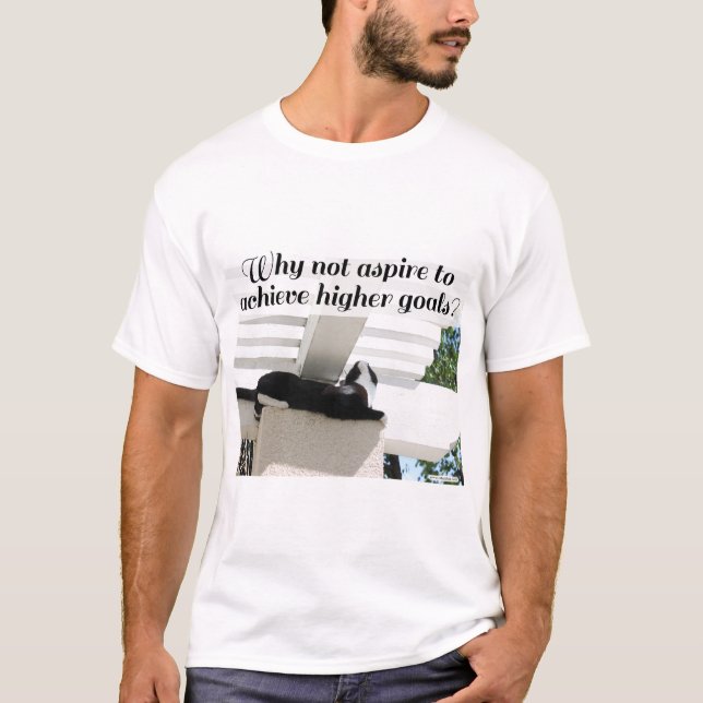 Camiseta Aspirar ao Encorajamento de Gato de Objetivos de M (Frente)