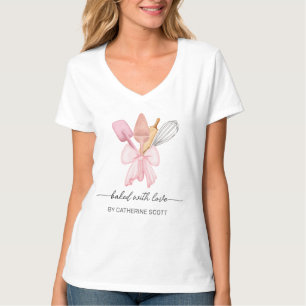 Camiseta Assado com amor utensílios de cozinha aquarela ros