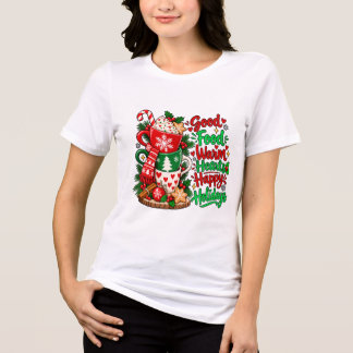 Camiseta Assados de Natal Boa Comida Corações Quentes