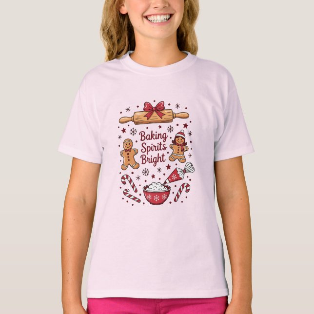 Camiseta Assando Espíritos Alegres Pão de Mel Natal (Frente)