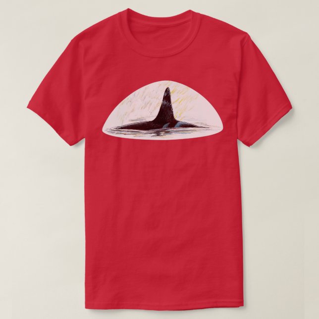 Camiseta Assassino de baleia Dorsal Fin Scribble (Frente do Design)