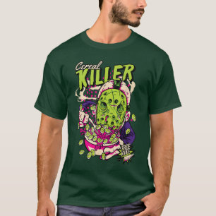 Camiseta Assassino de Cereal Comédia de Terror Arte garota