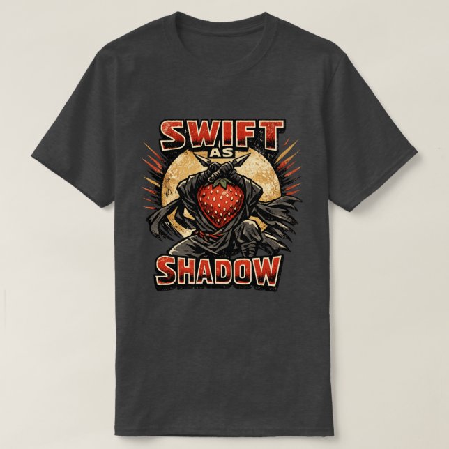 Camiseta Assassino de Morango – RÁPIDO COMO SOMBRA Herói  (Frente do Design)