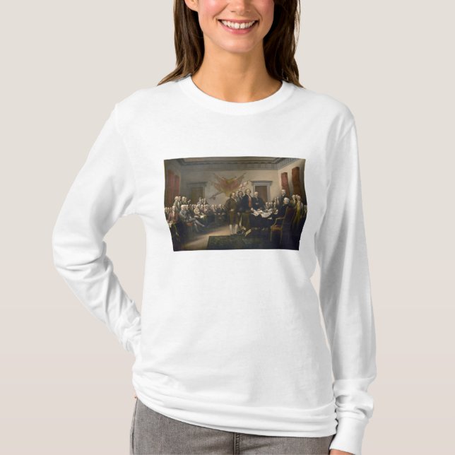 Camiseta Assinatura da Declaração de Independência, 4 de ju (Frente)