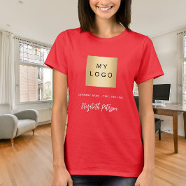 Camiseta assinatura de nome de logotipo de negócios vermelh