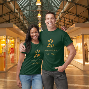 Camiseta Assinatura do logotipo do Emerald Green Gold Busin
