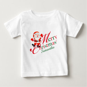 Camiseta Assinatura do Papai Noel Natal Alegre Fofa Nome