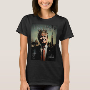 Camiseta Assinatura do Retrato de Trump Viva o Rei Vintage