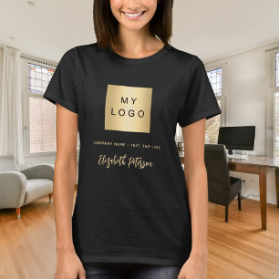 Camiseta assinatura nome logotipo negócio ouro preto