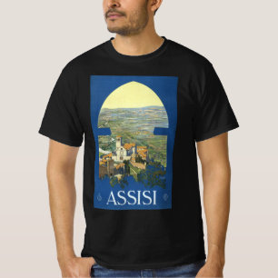 Camiseta Assisi Itália Arte de Viagem Antiga Basílica Franc
