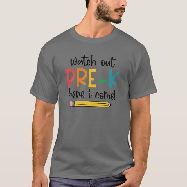 Camiseta Assista Ao Pré-K Aqui Eu Volto Para A Escola (Frente)