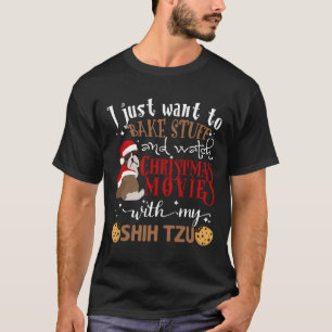Camiseta Assista Filmes De Natal Com Meu Cachorro Shih Tzu