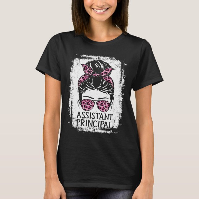 Camiseta Assistant Principal Messy Bun Leopard Appreciation (Frente)