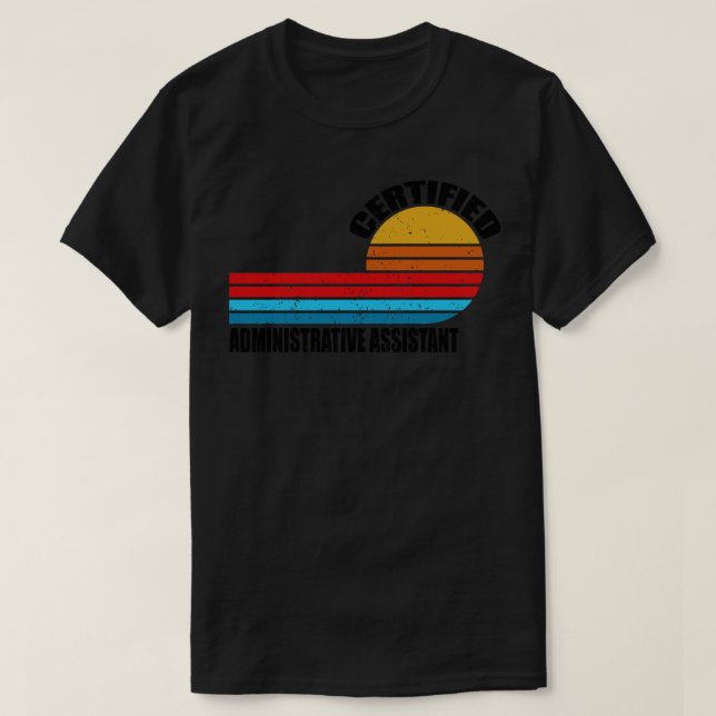 Camiseta assistente administrativo certificado vintage retr (Frente do Design)