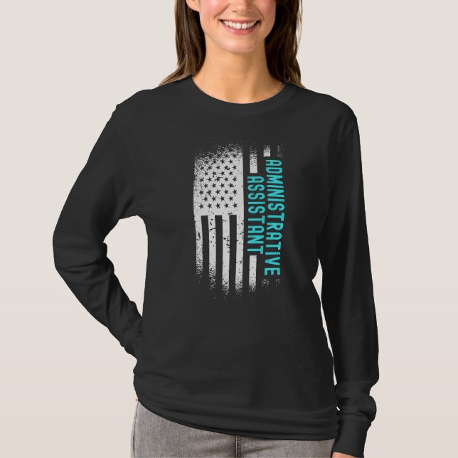 Camiseta Assistente Administrativo Com Bandeira Americana (Frente)