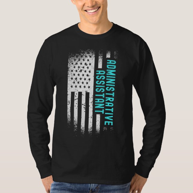 Camiseta Assistente Administrativo Com Bandeira Americana (Frente)