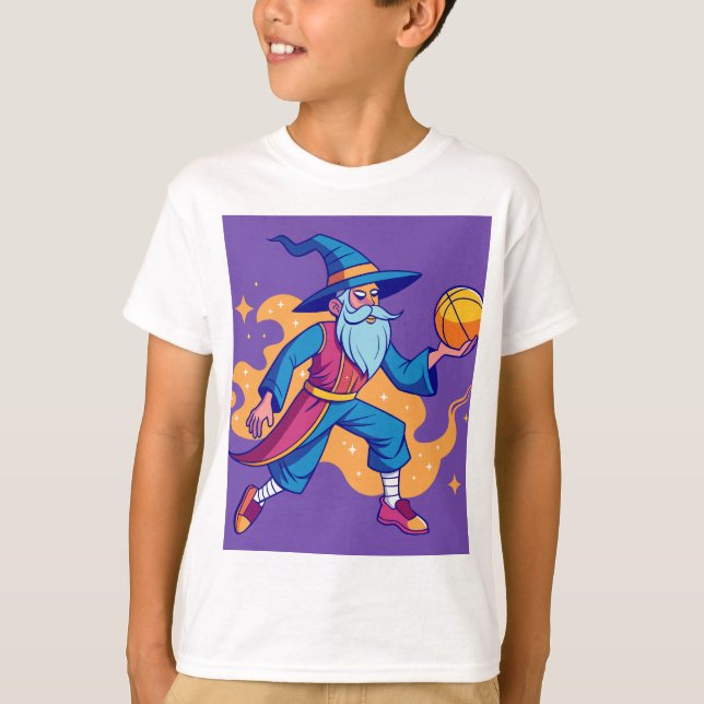Camiseta Assistente Animado de Basquete (Crianças) (Frente)