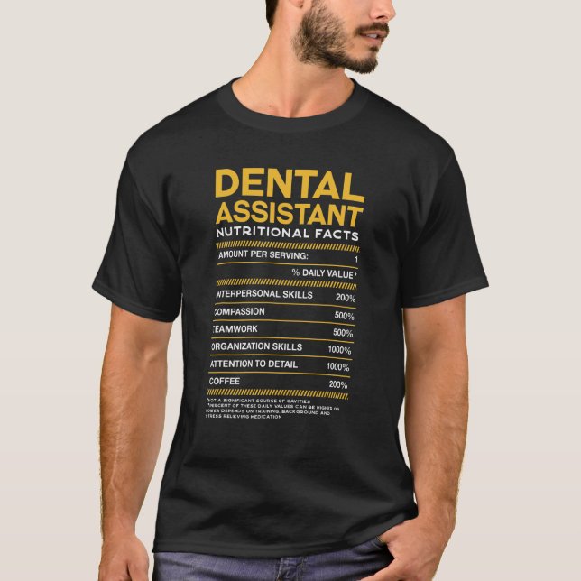 Camiseta Assistente de Dentagem Fatos de Nutrição Higienist (Frente)