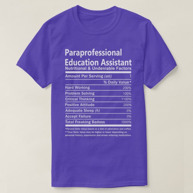 Camiseta Assistente de Educação Paraprofissional (Frente do Design)