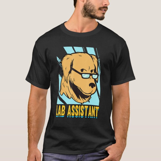 Camiseta Assistente de laboratório adora cachorros e pãozin (Frente)