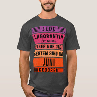 Camiseta assistente de laboratório do nascer de junho